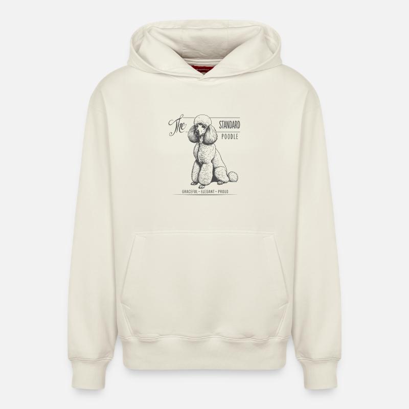 Caniche standard Élégance et fierté - Sweat à capuche unisexe décontracté en coton biologique – de SPREAD - blanc cassé