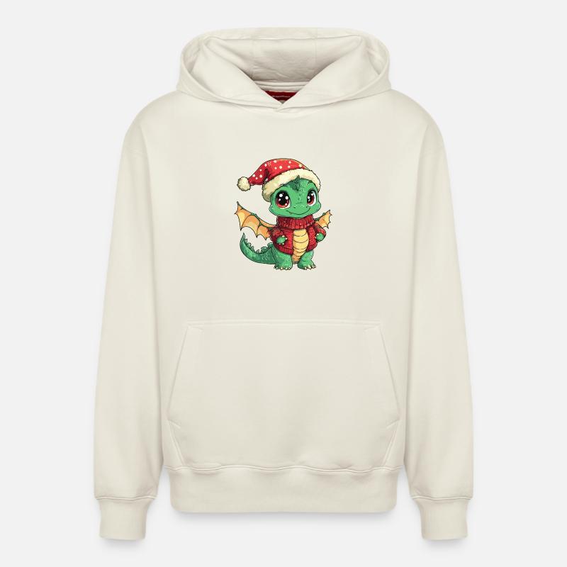 Noël du dragon - Sweat à capuche unisexe décontracté en coton biologique – de SPREAD - blanc cassé
