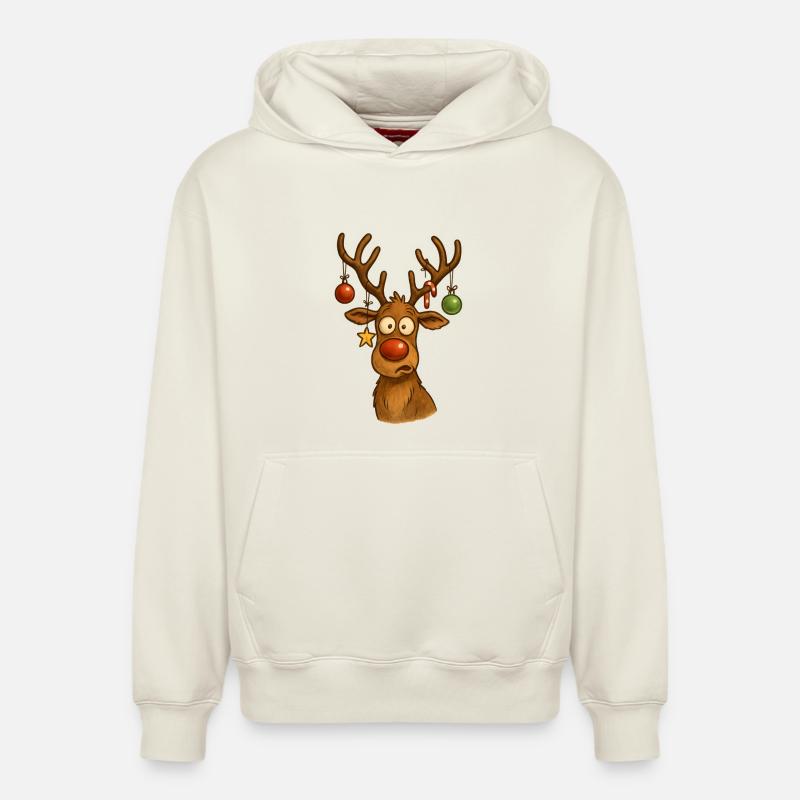 Reh mit Weihnachtskugeln - Relaxed Unisex Organic Hoodie – von SPREAD - Naturweiß
