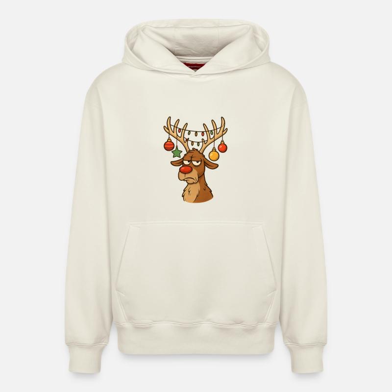 Rudolph Joyeux Noël - Sweat à capuche unisexe décontracté en coton biologique – de SPREAD - blanc cassé