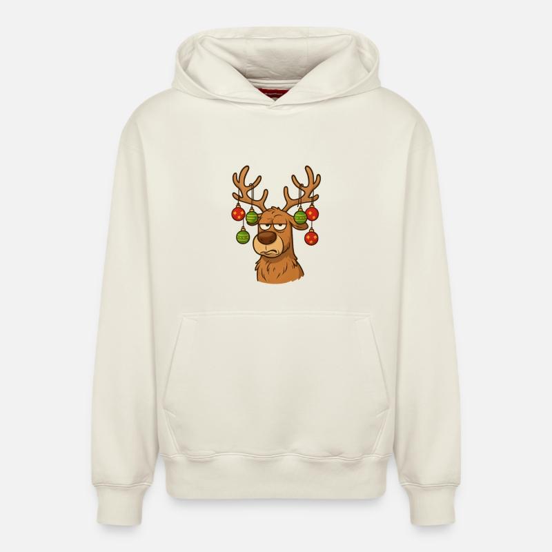 Cerf Rudolph Joyeux Noël doux - Sweat à capuche unisexe décontracté en coton biologique – de SPREAD - blanc cassé