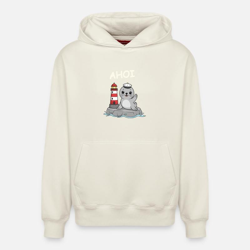 Scellez le bébé ahoy - Sweat à capuche unisexe décontracté en coton biologique – de SPREAD - blanc cassé