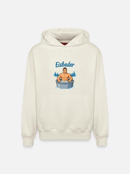 Eisbader Muskelmann im Eisbad - Relaxed Unisex Organic Hoodie – by SPREAD - off white