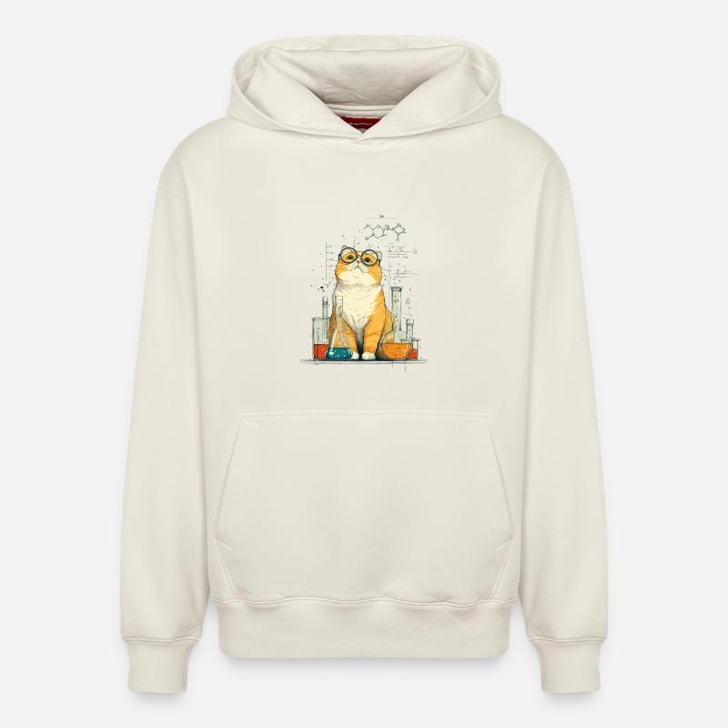 Chat chimique au laboratoire - Sweat à capuche unisexe décontracté en coton biologique – de SPREAD - blanc cassé