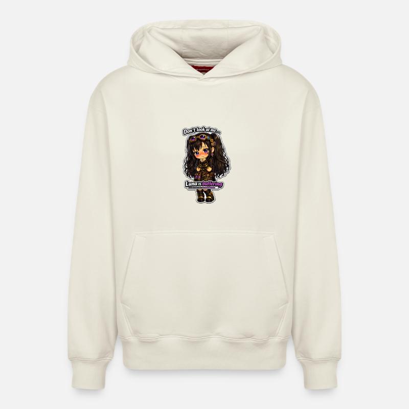 Luna Buffing Chibi Steampunk - Sweat à capuche unisexe décontracté en coton biologique – de SPREAD - blanc cassé