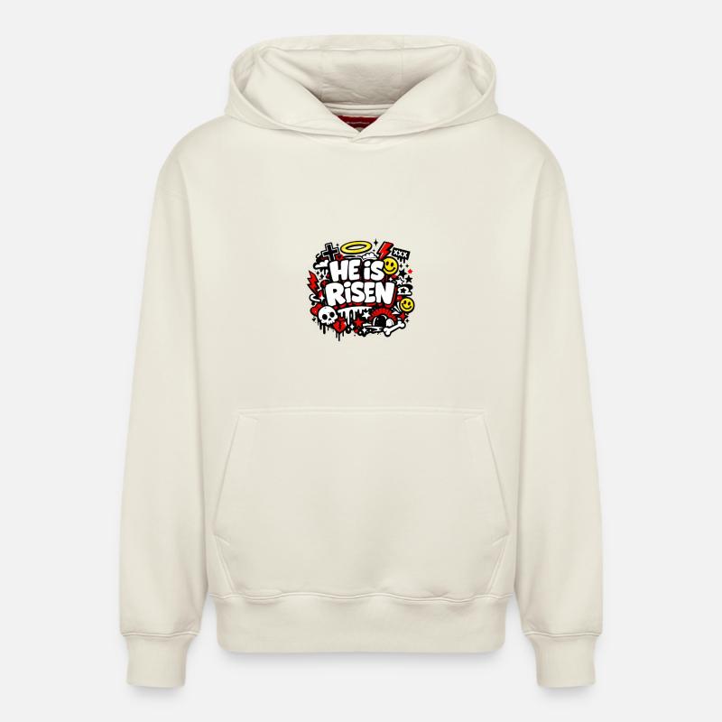 He is Risen Graffiti Ostern - Relaxed Unisex Organic Hoodie – von SPREAD - Naturweiß