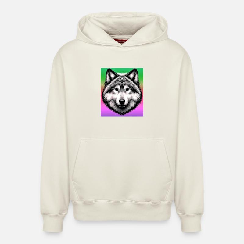 Loup - Sweat à capuche unisexe décontracté en coton biologique – de SPREAD - blanc cassé