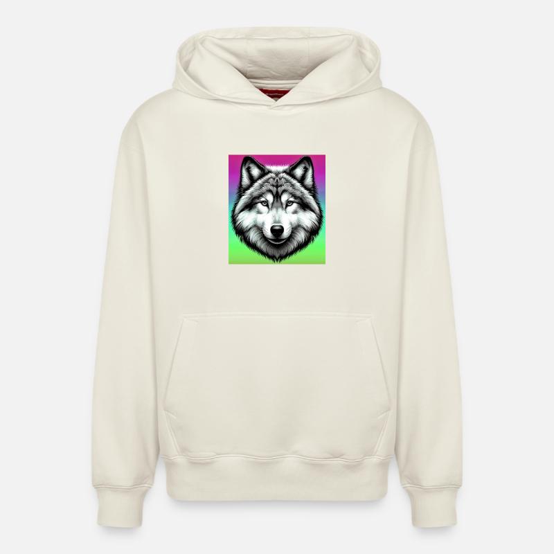 Loup - Sweat à capuche unisexe décontracté en coton biologique – de SPREAD - blanc cassé
