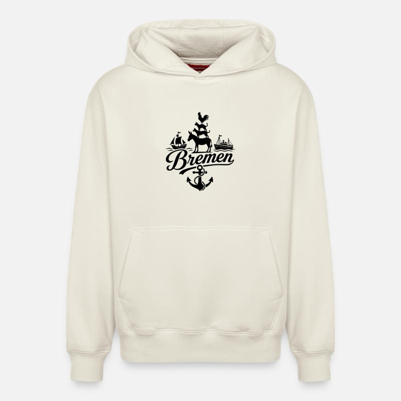 Brême - Sweat à capuche unisexe décontracté en coton biologique – de SPREAD - blanc cassé