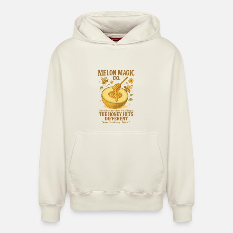 Été rétro de pastèque - Sweat à capuche unisexe décontracté en coton biologique – de SPREAD - blanc cassé