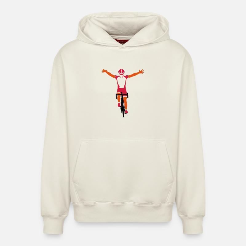 bicicleta de carreras, finish - Sweat à capuche unisexe décontracté en coton biologique – de SPREAD - blanc cassé