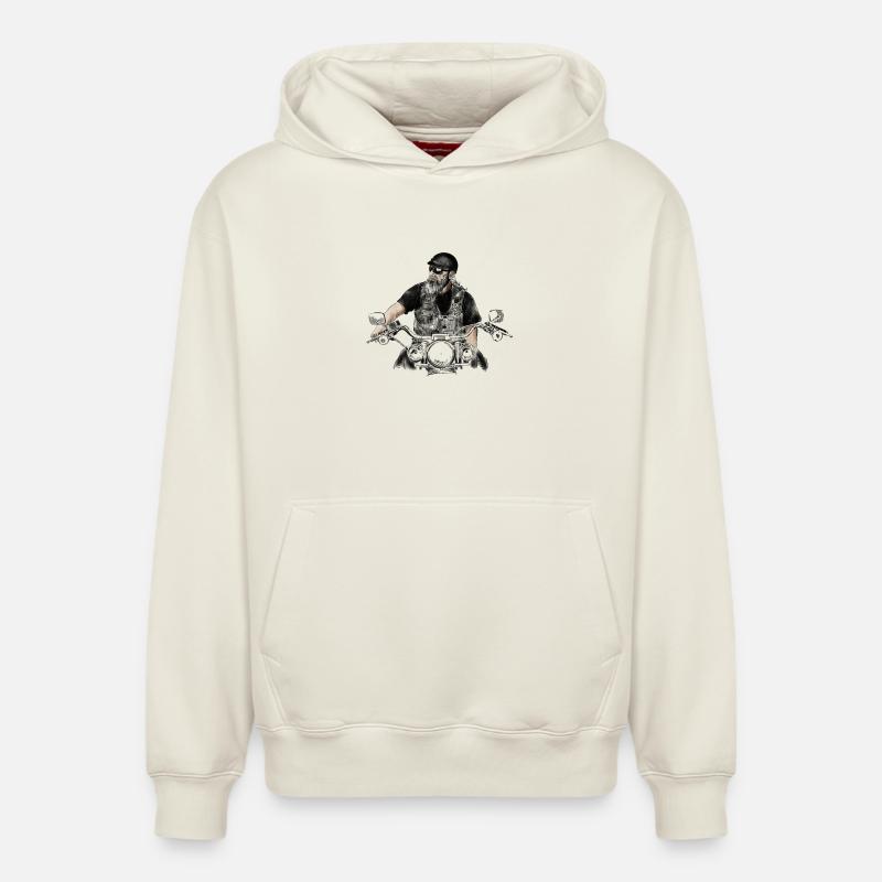biker - Sweat à capuche unisexe décontracté en coton biologique – de SPREAD - blanc cassé