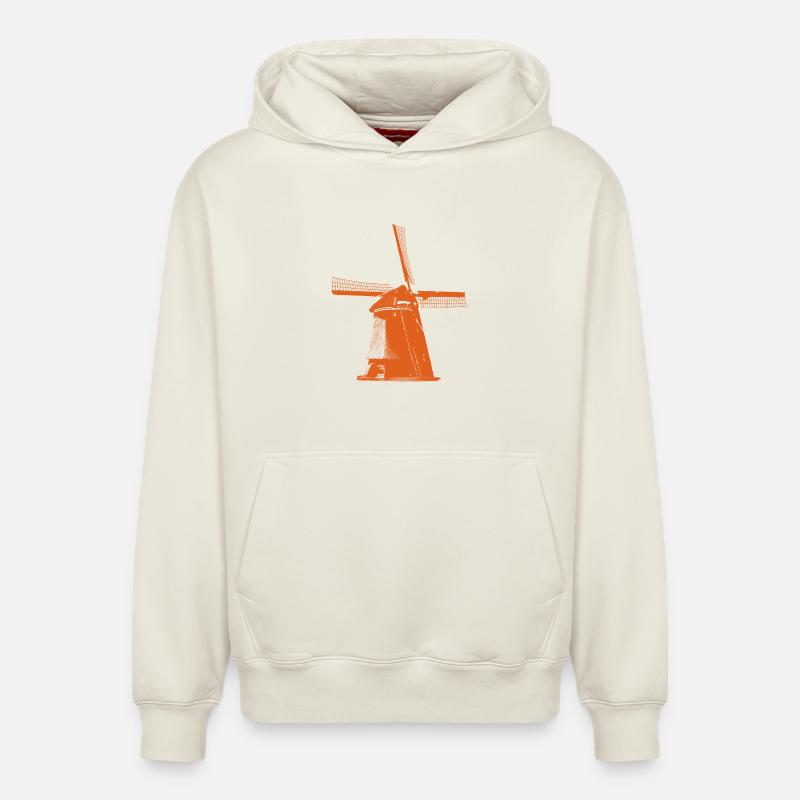 Moulin à vent Pays-Bas - Sweat à capuche unisexe décontracté en coton biologique – de SPREAD - blanc cassé