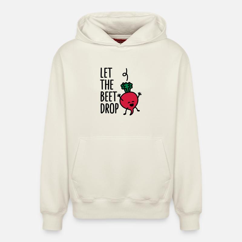 Let the beet drop - Sweat à capuche unisexe décontracté en coton biologique – de SPREAD - blanc cassé