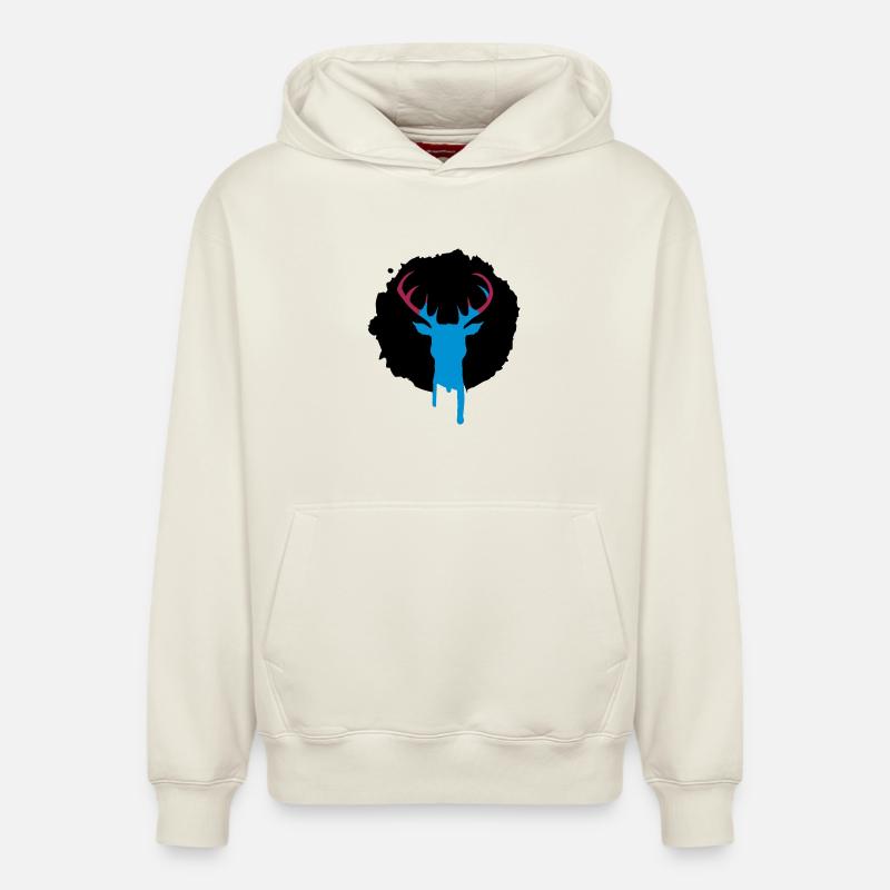 Hirsch Patch Graffiti - Relaxed Unisex Organic Hoodie – von SPREAD - Naturweiß