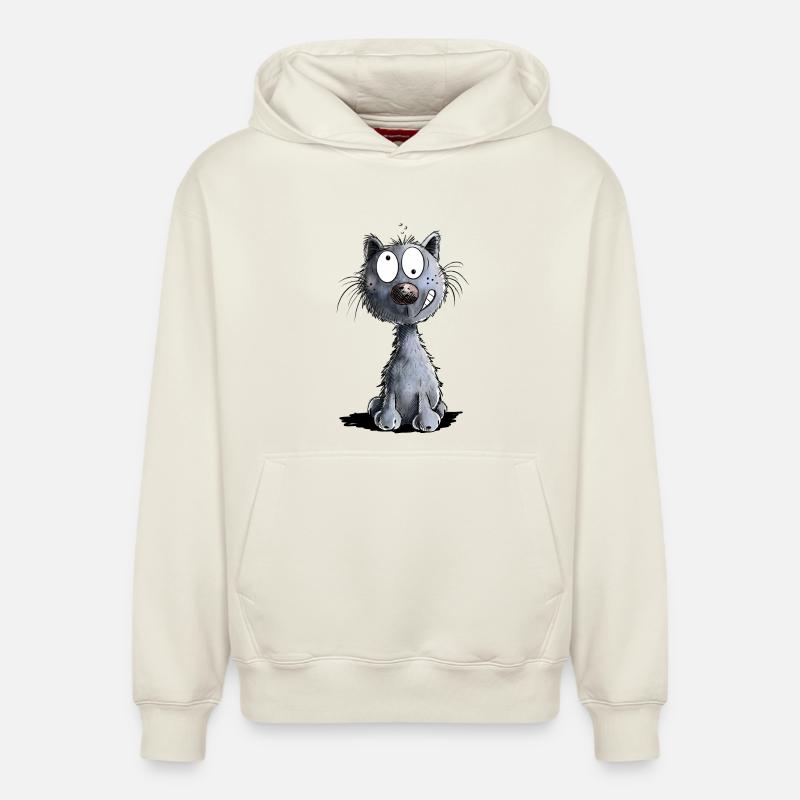 Drôle de chat noir - Sweat à capuche unisexe décontracté en coton biologique – de SPREAD - blanc cassé