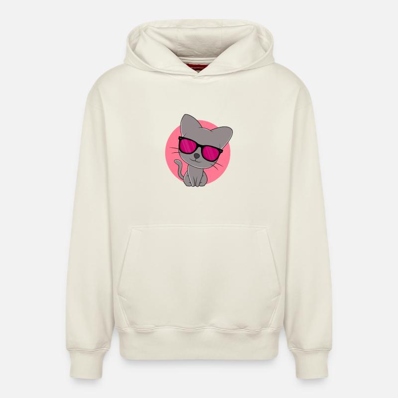 Mignon chaton gris - Sweat à capuche unisexe décontracté en coton biologique – de SPREAD - blanc cassé