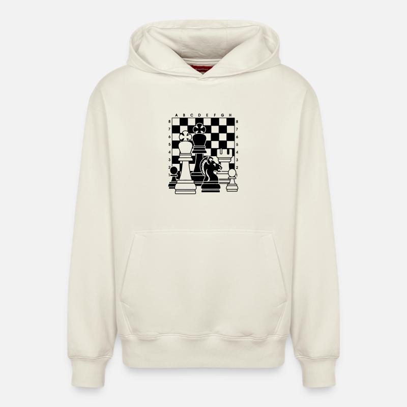 Échecs - Sweat à capuche unisexe décontracté en coton biologique – de SPREAD - blanc cassé