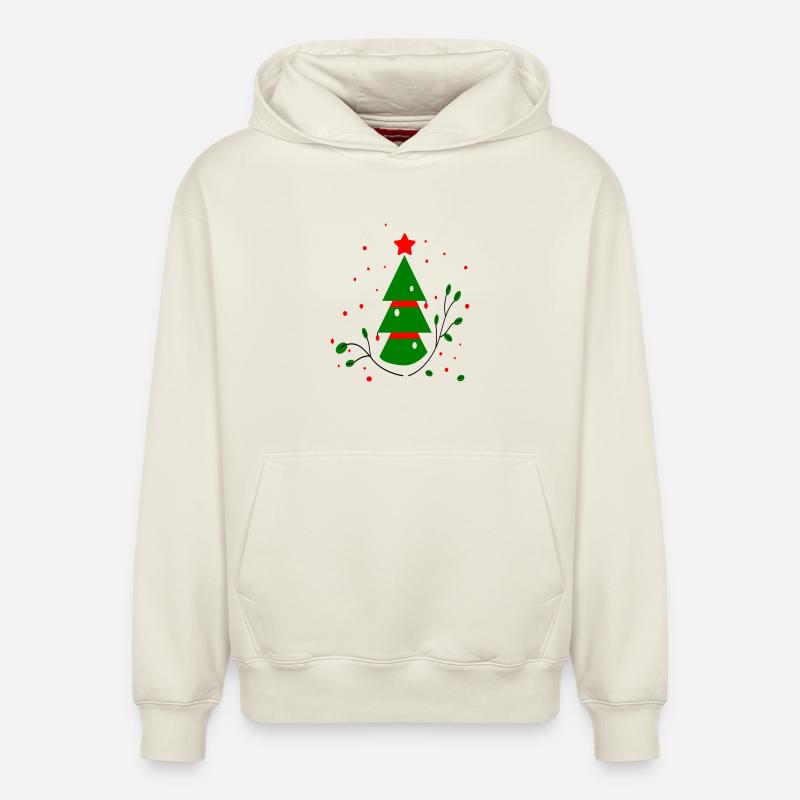 Noël, Arbre De Noël - Sweat à capuche unisexe décontracté en coton biologique – de SPREAD - blanc cassé