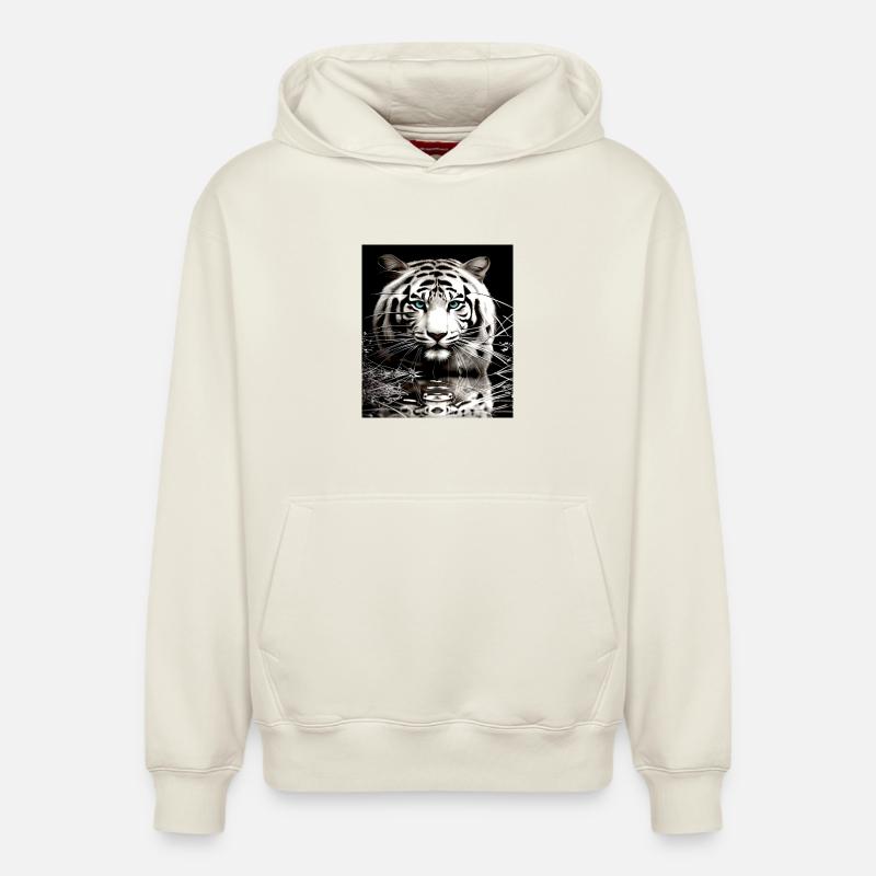 Tigre Blanc - Sweat à capuche unisexe décontracté en coton biologique – de SPREAD - blanc cassé