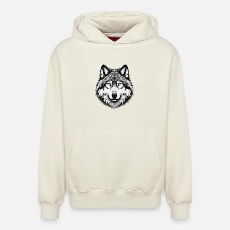 Loup - Sweat à capuche unisexe décontracté en coton biologique – de SPREAD - blanc cassé