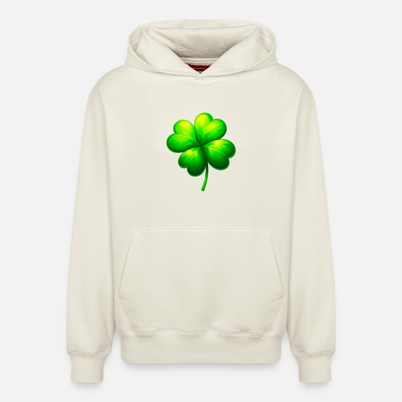 Trèfle à quatre feuilles - Sweat à capuche unisexe décontracté en coton biologique – de SPREAD - blanc cassé