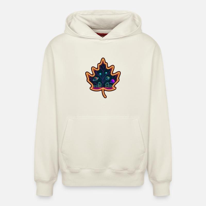 Feuille d’érable - Sweat à capuche unisexe décontracté en coton biologique – de SPREAD - blanc cassé
