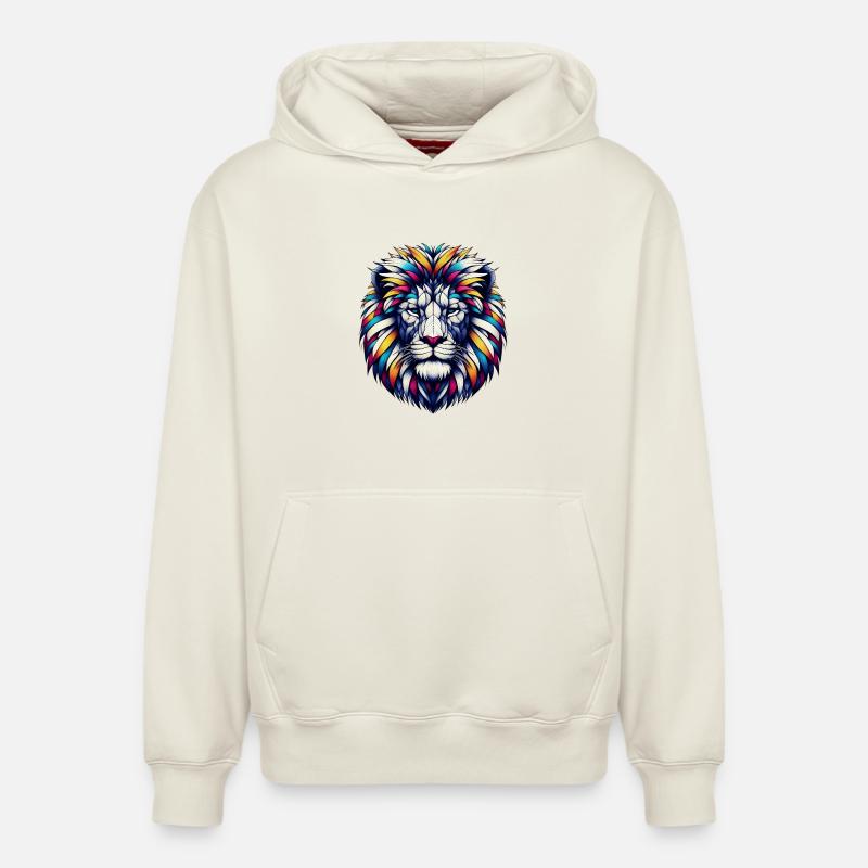 Lion - Sweat à capuche unisexe décontracté en coton biologique – de SPREAD - blanc cassé