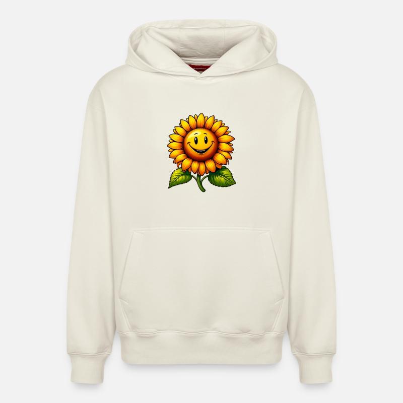 Tournesol - Sweat à capuche unisexe décontracté en coton biologique – de SPREAD - blanc cassé