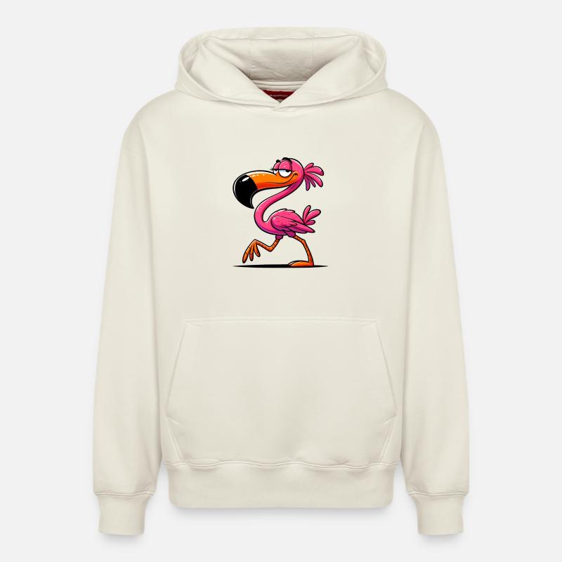 Flamant - Sweat à capuche unisexe décontracté en coton biologique – de SPREAD - blanc cassé