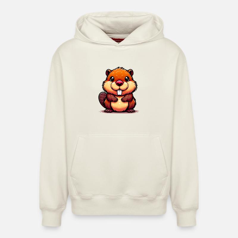 Castor - Sweat à capuche unisexe décontracté en coton biologique – de SPREAD - blanc cassé
