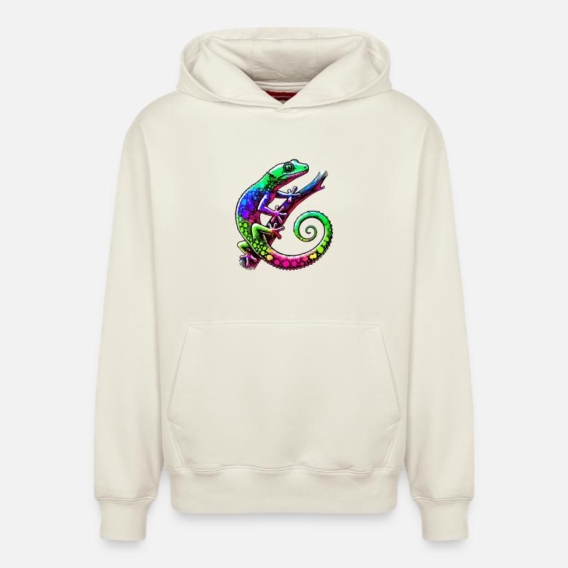 Gecko - Sweat à capuche unisexe décontracté en coton biologique – de SPREAD - blanc cassé