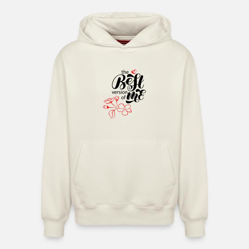 meilleure version de moi - Sweat à capuche unisexe décontracté en coton biologique – de SPREAD - blanc cassé