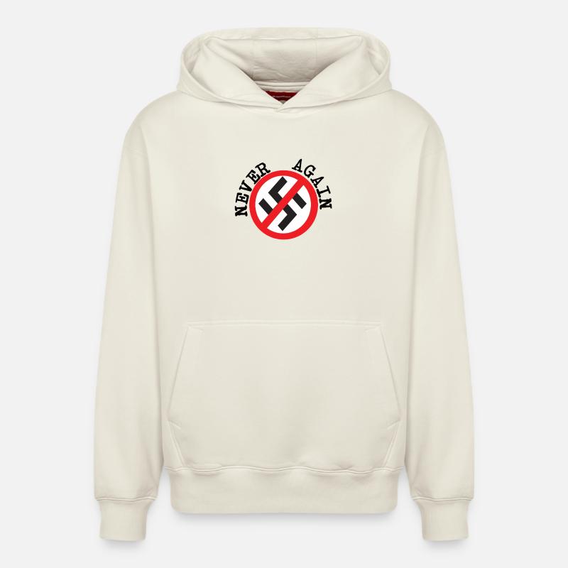 Plus jamais - Sweat à capuche unisexe décontracté en coton biologique – de SPREAD - blanc cassé