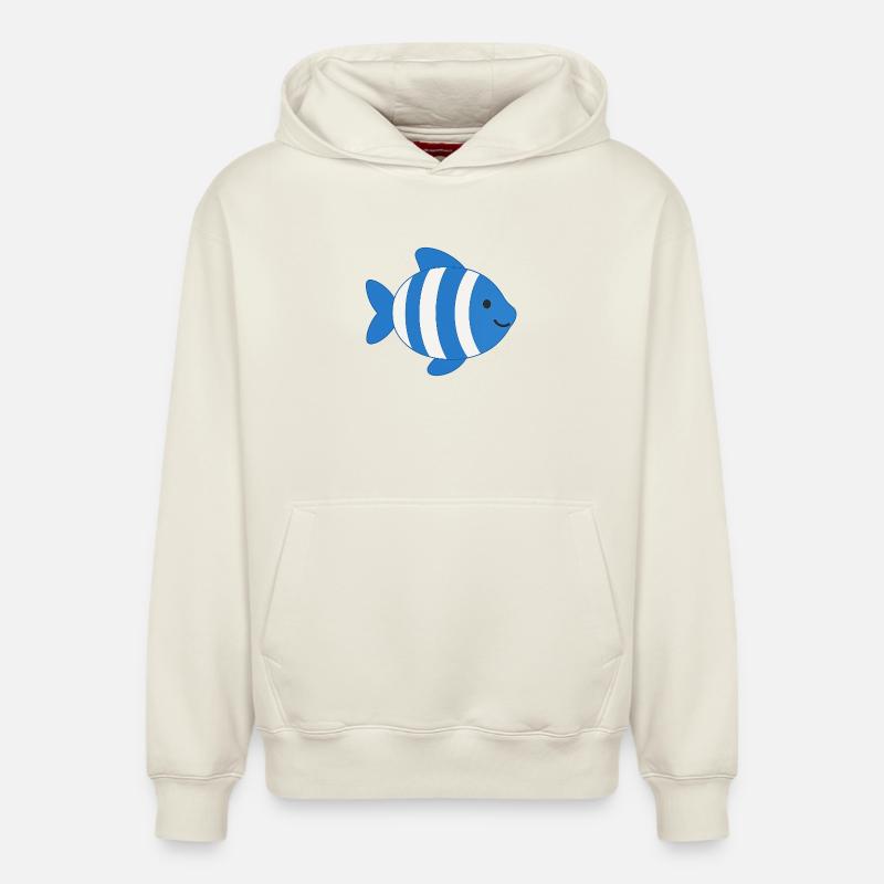 Poisson rayé - Sweat à capuche unisexe décontracté en coton biologique – de SPREAD - blanc cassé