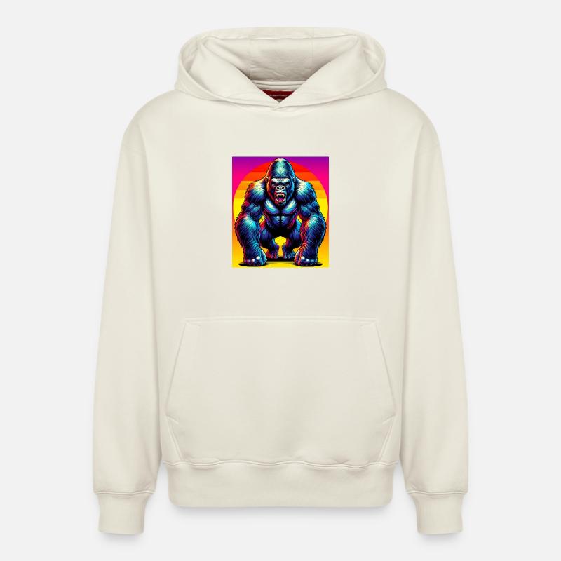gorille - Sweat à capuche unisexe décontracté en coton biologique – de SPREAD - blanc cassé