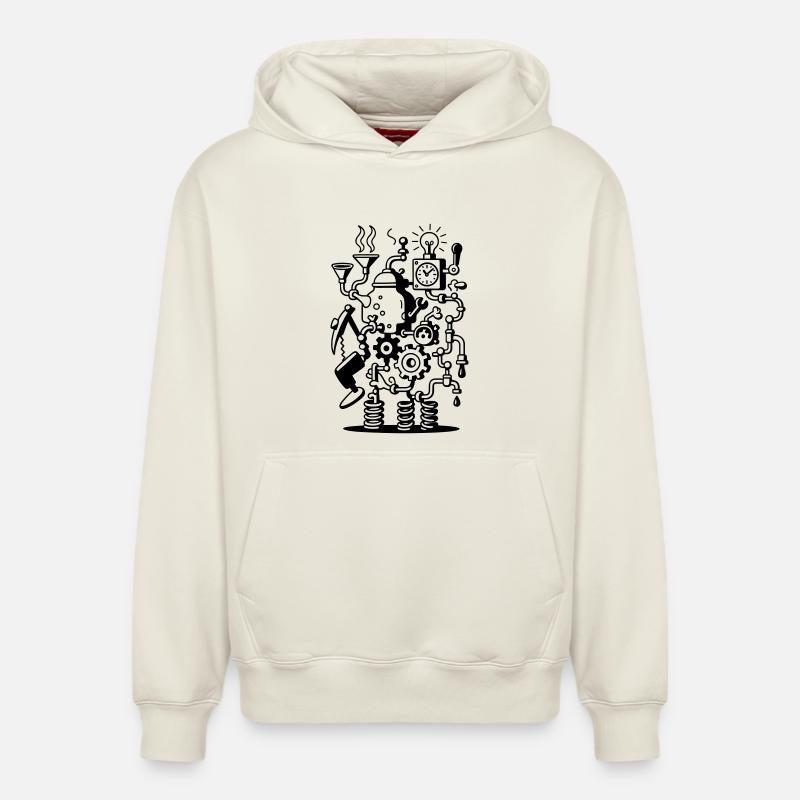 Crazy Machine - Relaxed Unisex Organic Hoodie – von SPREAD - Naturweiß