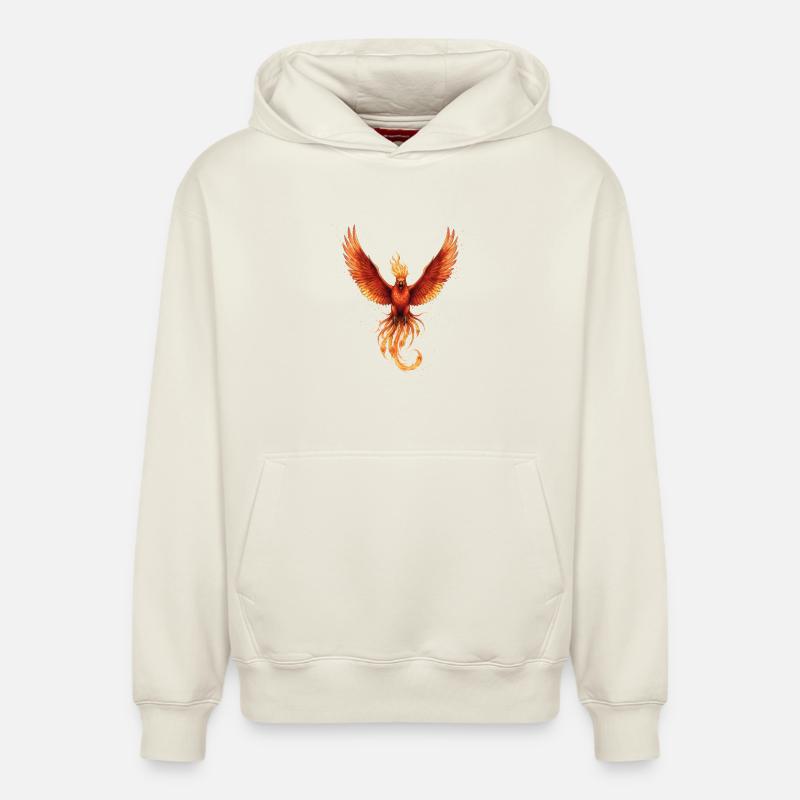 Feu Phoenix Flame Flight - Sweat à capuche unisexe décontracté en coton biologique – de SPREAD - blanc cassé