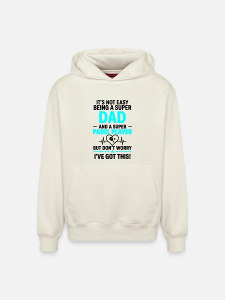 Cœur + Padel – Super Dad Padel Player - Sweat à capuche unisexe décontracté en coton biologique – de SPREAD - blanc cassé