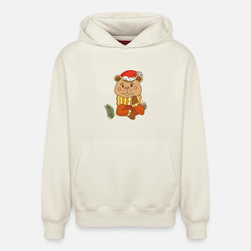 Noël en peluche - Sweat à capuche unisexe décontracté en coton biologique – de SPREAD - blanc cassé