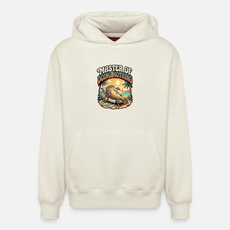 Pêcheur de carpes - Sweat à capuche unisexe décontracté en coton biologique – de SPREAD - blanc cassé