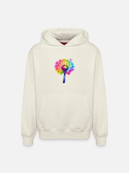 Regenbogen-Pusteblume - Relaxed Unisex Organic Hoodie – von SPREAD - Naturweiß