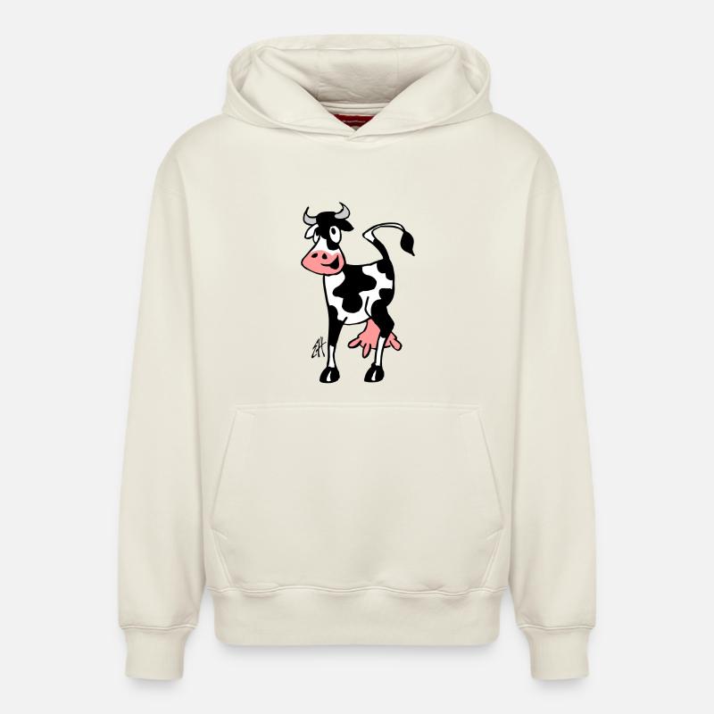 Vache - Sweat à capuche unisexe décontracté en coton biologique – de SPREAD - blanc cassé