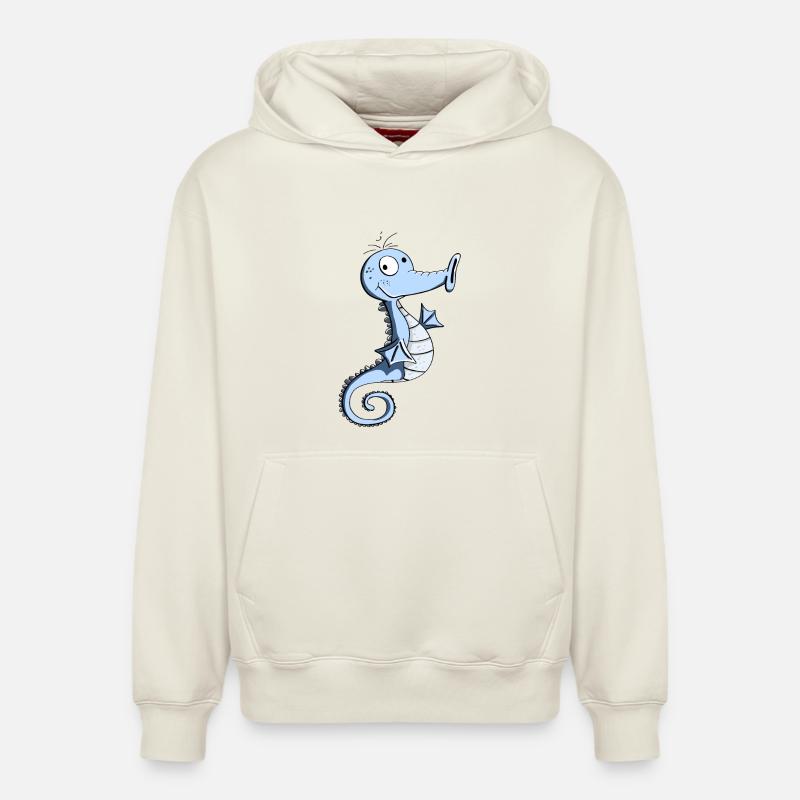 Hippocampe drôle - Hippocampe - Hippocampes - Sweat à capuche unisexe décontracté en coton biologique – de SPREAD - blanc cassé