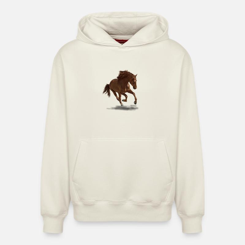 Cheval - Sweat à capuche unisexe décontracté en coton biologique – de SPREAD - blanc cassé
