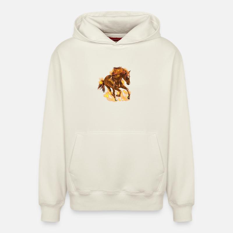 Cheval - Sweat à capuche unisexe décontracté en coton biologique – de SPREAD - blanc cassé
