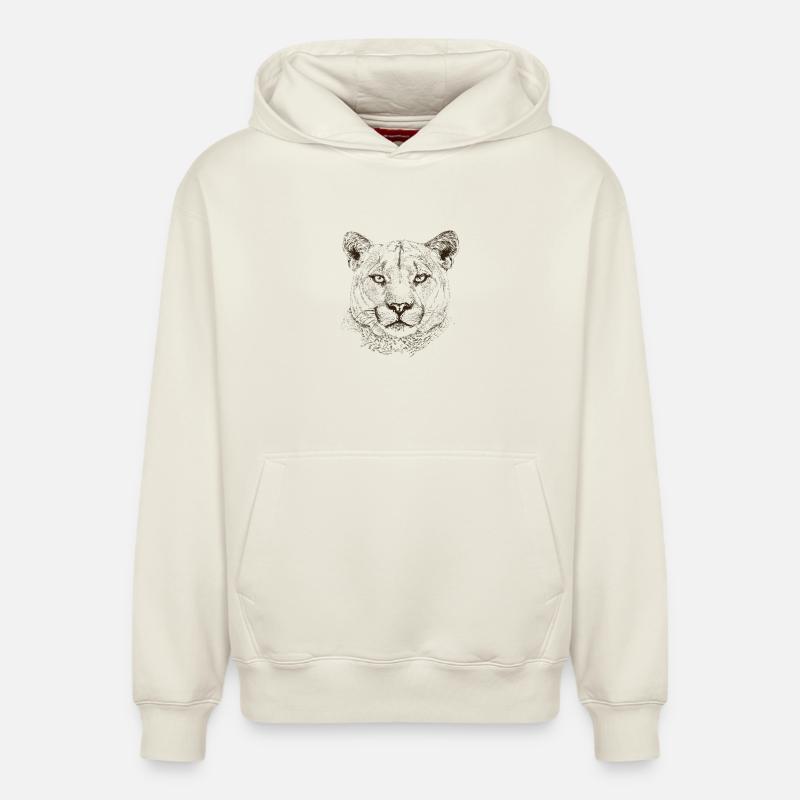 cougar - Sweat à capuche unisexe décontracté en coton biologique – de SPREAD - blanc cassé