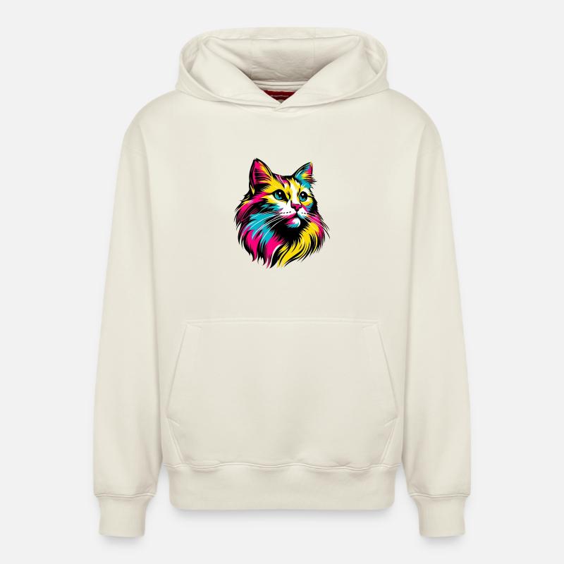 Chat - Sweat à capuche unisexe décontracté en coton biologique – de SPREAD - blanc cassé