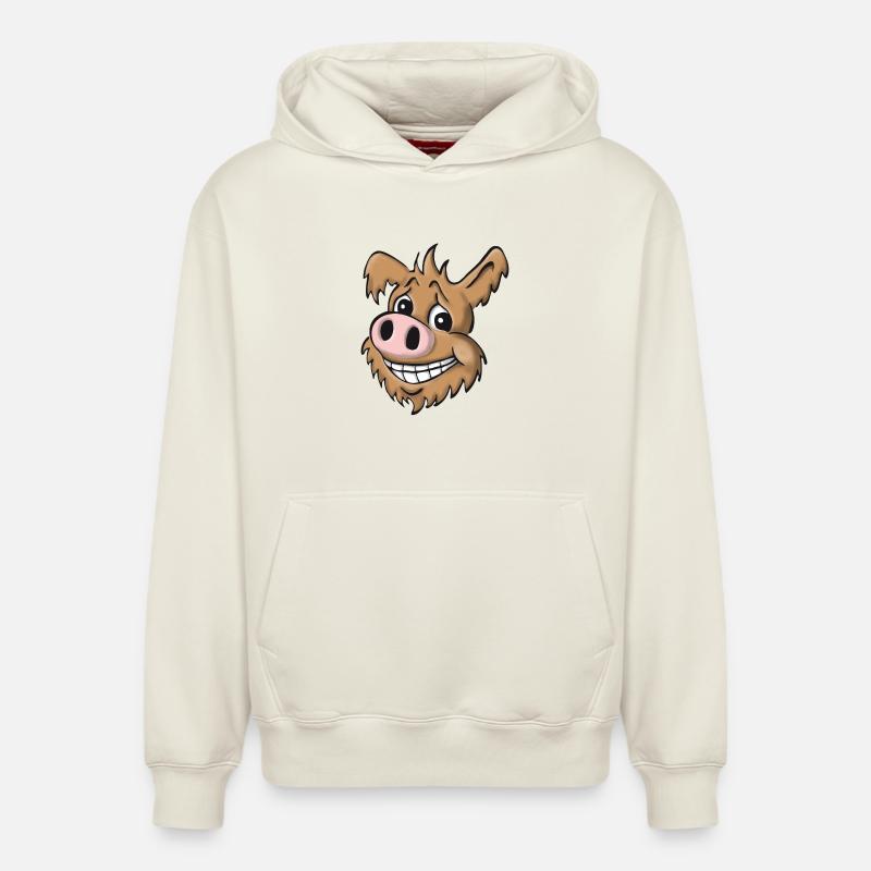 Chien cochon fidèle - Sweat à capuche unisexe décontracté en coton biologique – de SPREAD - blanc cassé