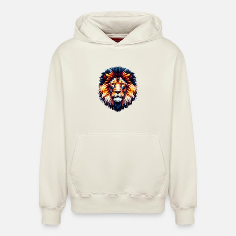 Polygonal Lion - Sweat à capuche unisexe décontracté en coton biologique – de SPREAD - blanc cassé